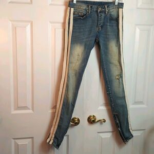 MNML Distressed Zipper Jeans Sz 29